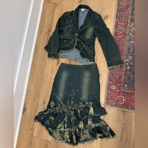 West 36th New York MATCHING SET DENIM SKIRT W/ DENIM JACKET